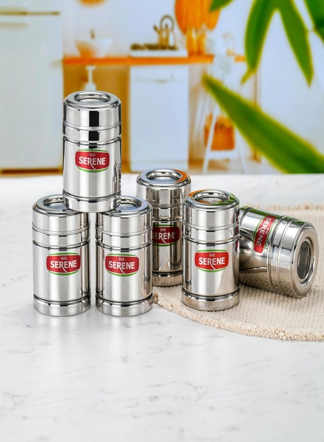 Serene 9101 Stainless Steel Top See-Through Transparent Container | Transparent Lid | Airtight Steel Containers | Multipurpose Kitchen Storage for Spices, Snacks & More | 300 ML Each | 6 Pcs - Image 2